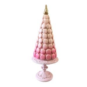 Peppermint Square Pink Ombre Macaron Tree 18in Resin Chic Holiday Decor NEW